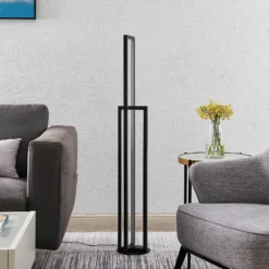 Lucande Lámpara de pie LED Hylda, 123 cm, negro, aluminio
