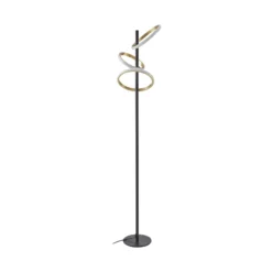Lucande lámpara de pie LED Madu, negra, metal, 160 cm, atenuable