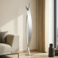 Lucande Lámpara de pie LED Marija, plateada, atenuable, 140 cm