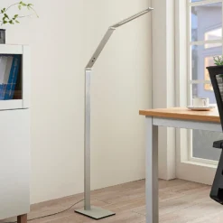 Lucande lámpara de pie LED Nicano, gris, metal, CCT, 125cm