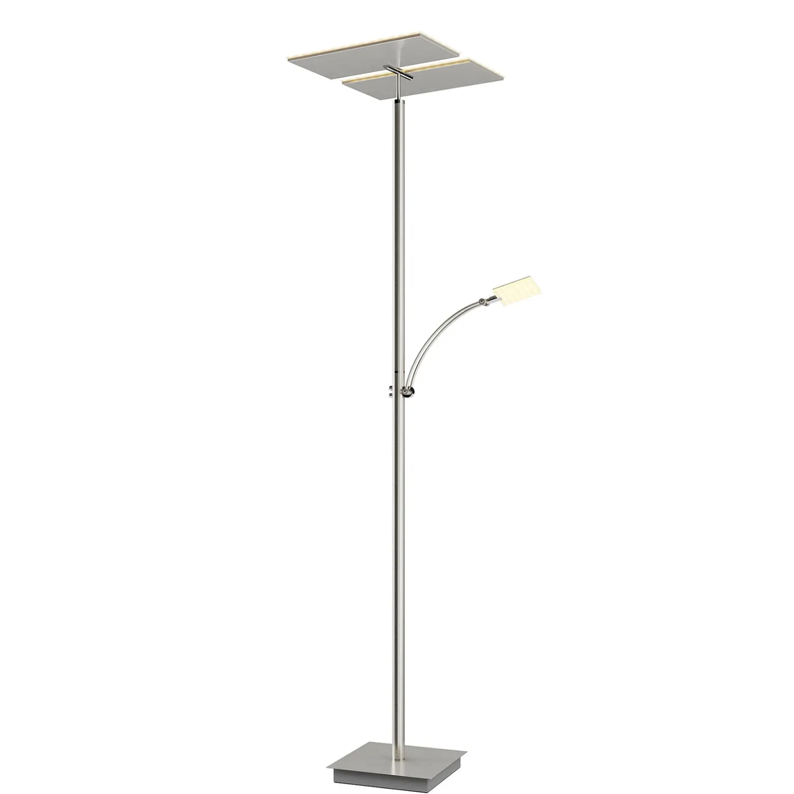 Lucande Lámpara de pie LED Parthena, níquel, metal, 180 cm