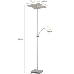 Lucande Lámpara de pie LED Parthena, níquel, metal, 180 cm