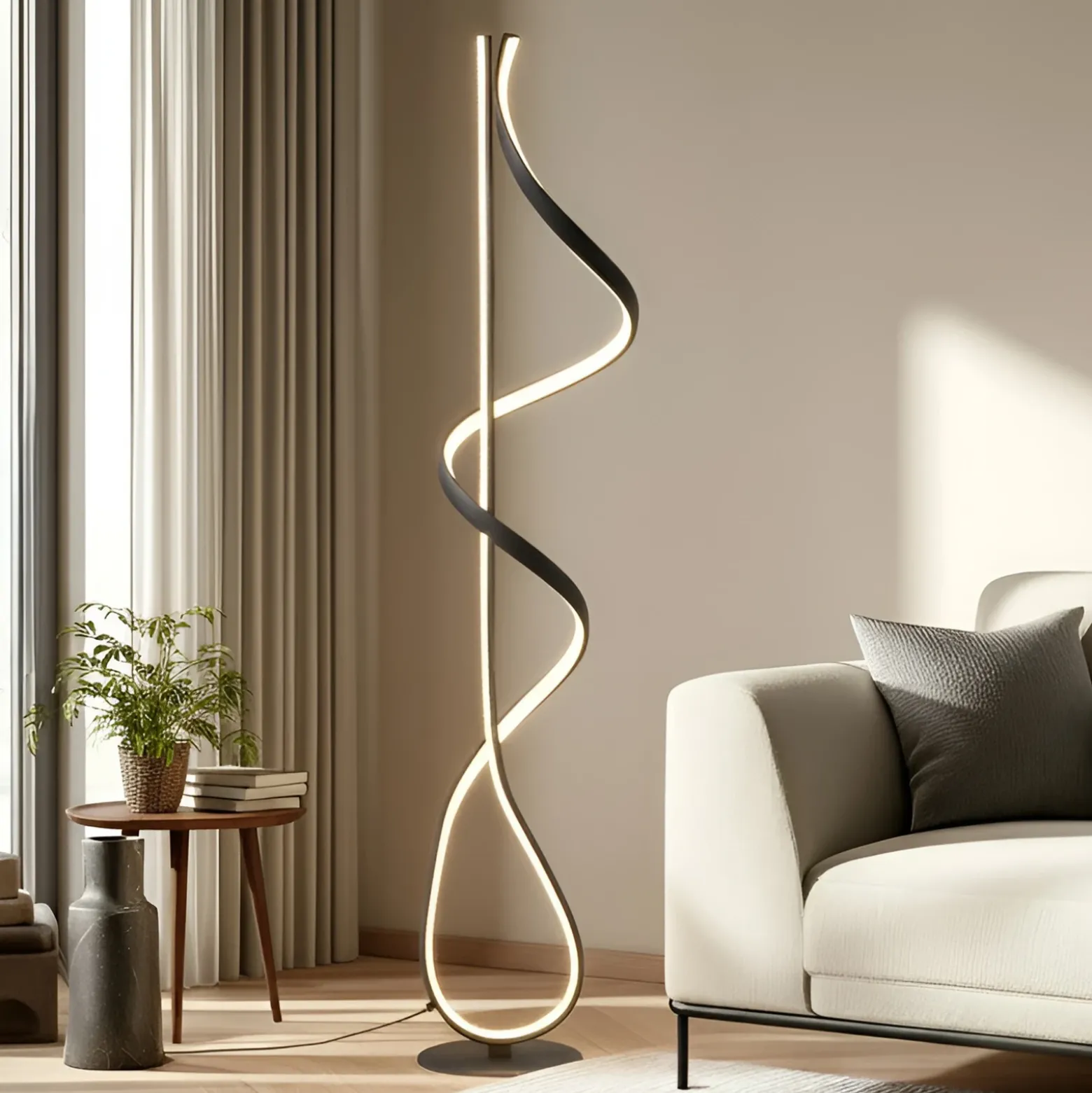 Lucande Lámpara de pie LED Rodado, negro, 132 cm, aluminio