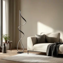 Lucande Lámpara de pie LED Rodado, negro, 132 cm, aluminio