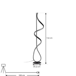 Lucande Lámpara de pie LED Rodado, negro, 132 cm, aluminio