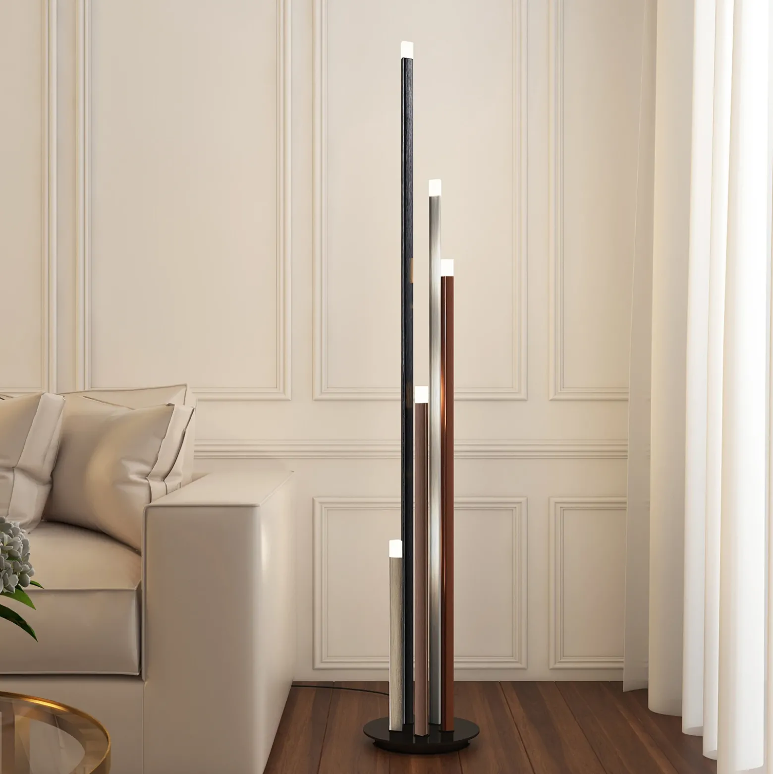 Lucande Lámpara de pie LED Stoika, 150 cm, 5 luces, metal