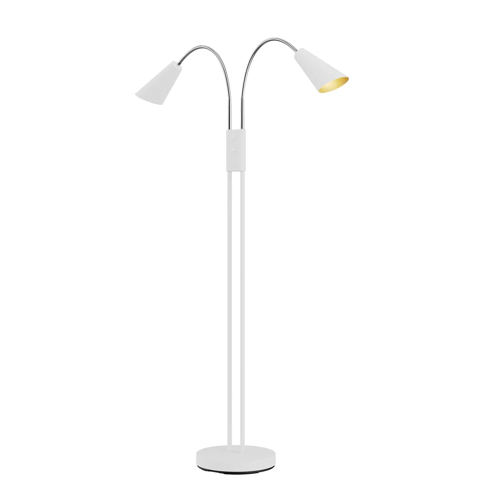 Lucande Lámpara de pie Medira, blanca, 2 luces, ajustable, GU10