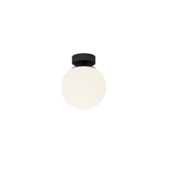Lucande lámpara de techo Bidolo, negro, cristal, Ø 15 cm, IP44