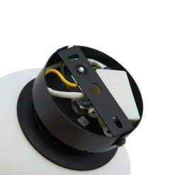 Lucande lámpara de techo Bidolo, negro, cristal, Ø 15 cm, IP44