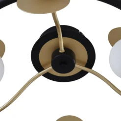 Lucande Lámpara de techo LED Pallo, 9 luces, negro/oro, cristal