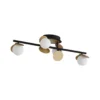 Lucande Lámpara de techo LED Pallo, 4 luces, negro/oro, cristal