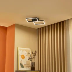 Lucande Lámpara de techo LED Tjado, 67 cm de largo, negro, metal
