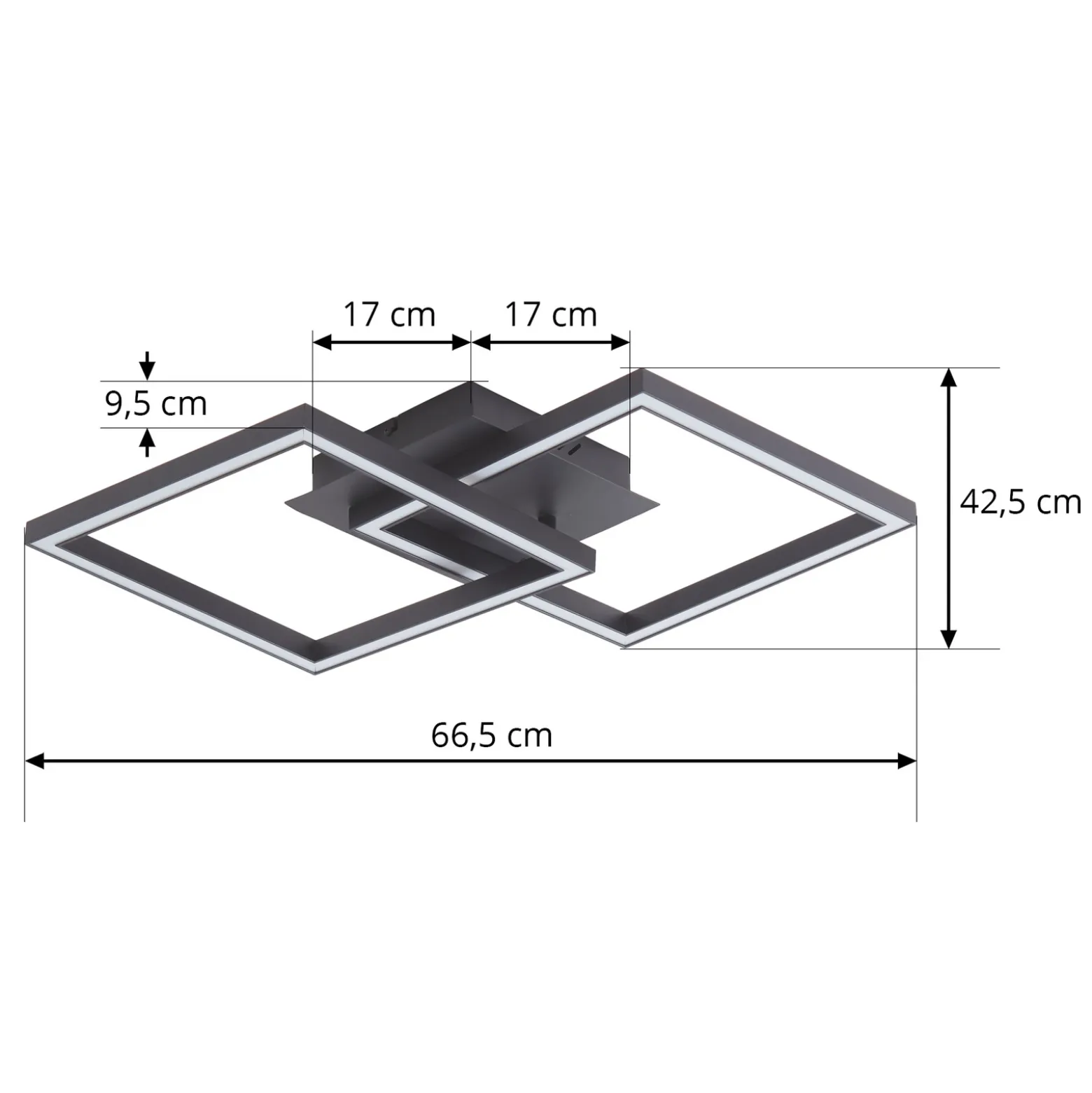 Lucande Lámpara de techo LED Tjado, 67 cm de largo, negro, metal