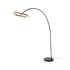 Lucande Lámpara LED arqueada Yekta, color latón, 183 cm, atenuable