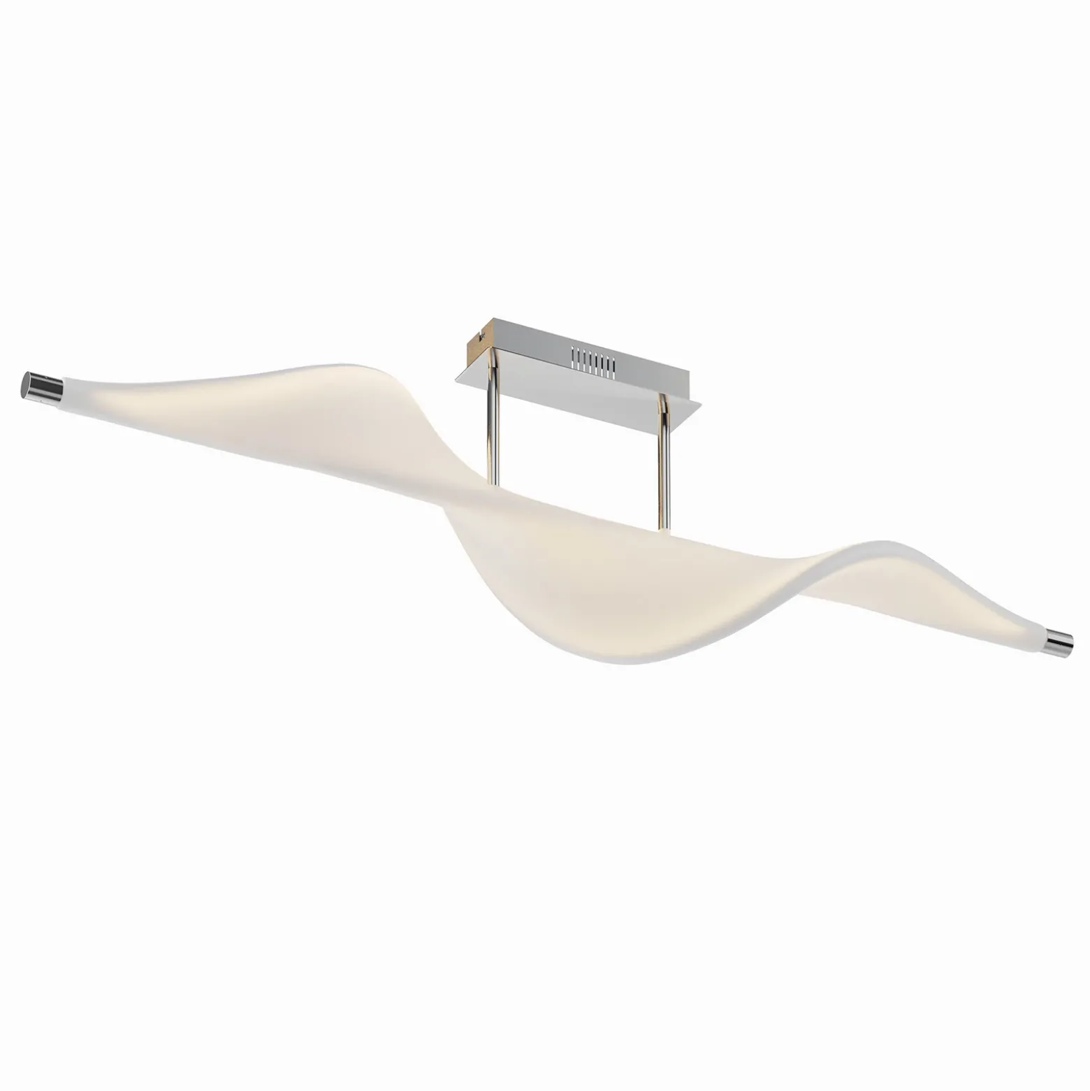 Lucande Lámpara LED de techo Edano, 122 cm, blanca, textil, atenuable