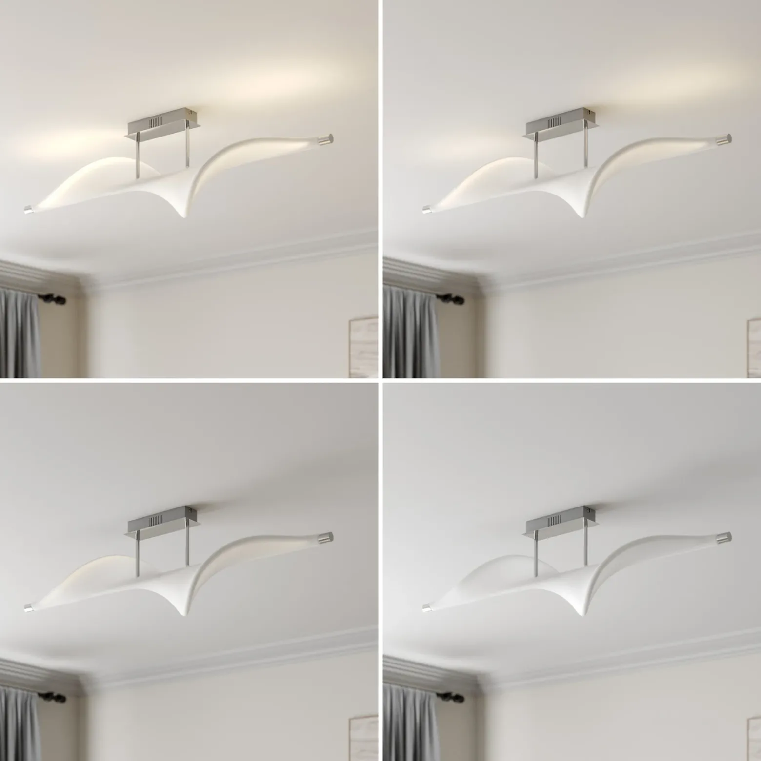 Lucande Lámpara LED de techo Edano, 122 cm, blanca, textil, atenuable