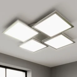 Lucande Lámpara LED de techo Ilira, 4 luces, plata, CCT, atenuable