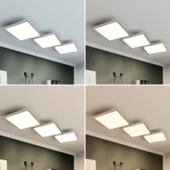 Lucande Lámpara LED de techo Ilira, 3 luces, plata, CCT, atenuable
