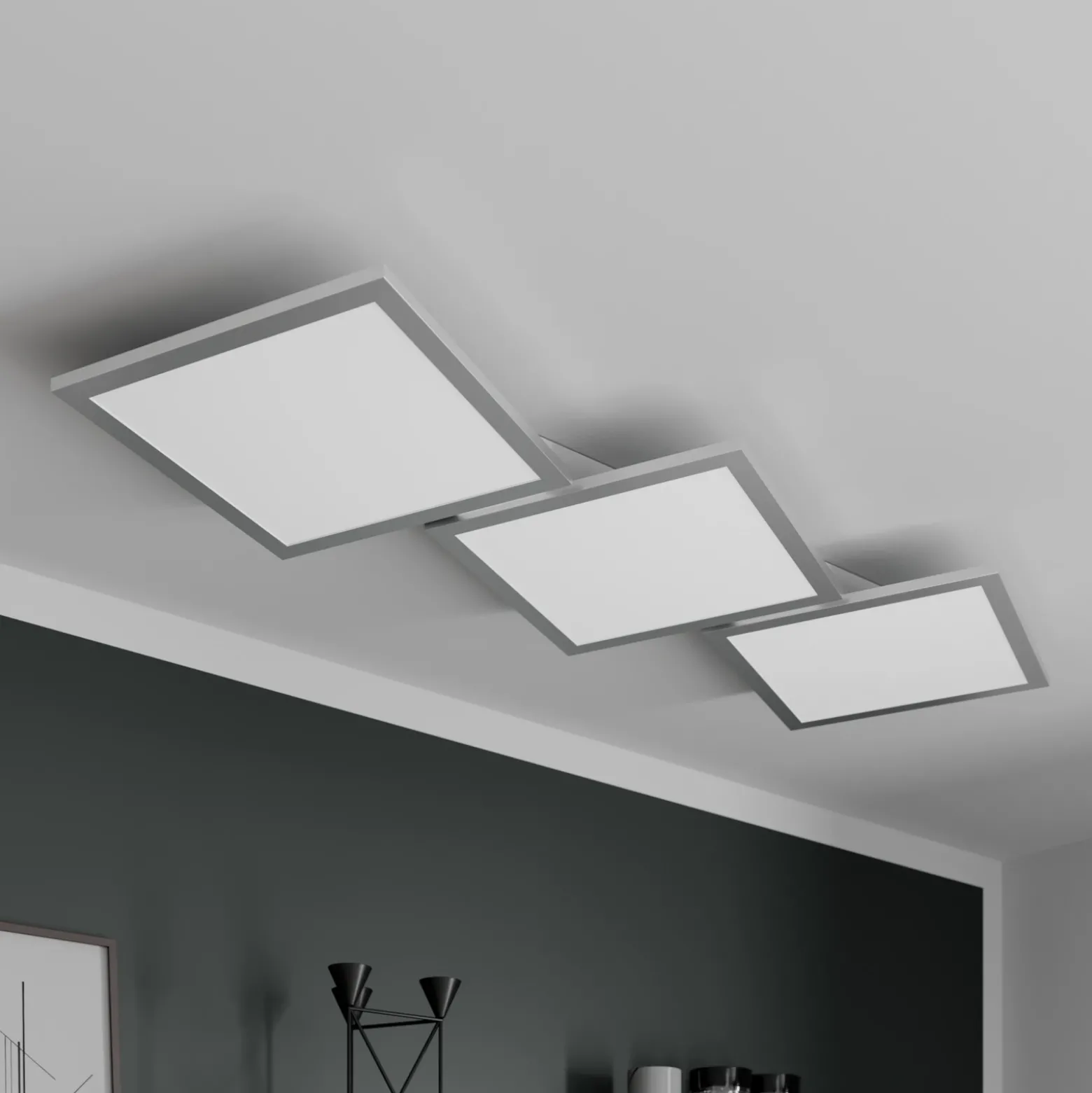 Lucande Lámpara LED de techo Ilira, 3 luces, plata, CCT, atenuable
