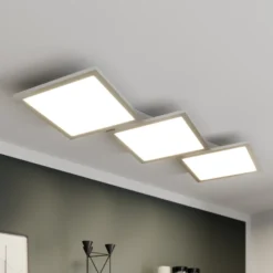 Lucande Lámpara LED de techo Ilira, 3 luces, plata, CCT, atenuable
