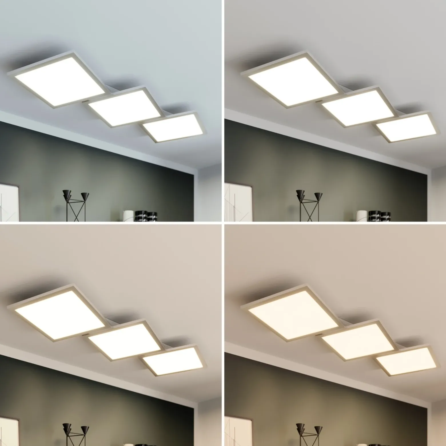 Lucande Lámpara LED de techo Ilira, 3 luces, plata, CCT, atenuable