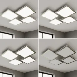 Lucande Lámpara LED de techo Ilira, 4 luces, plata, CCT, atenuable