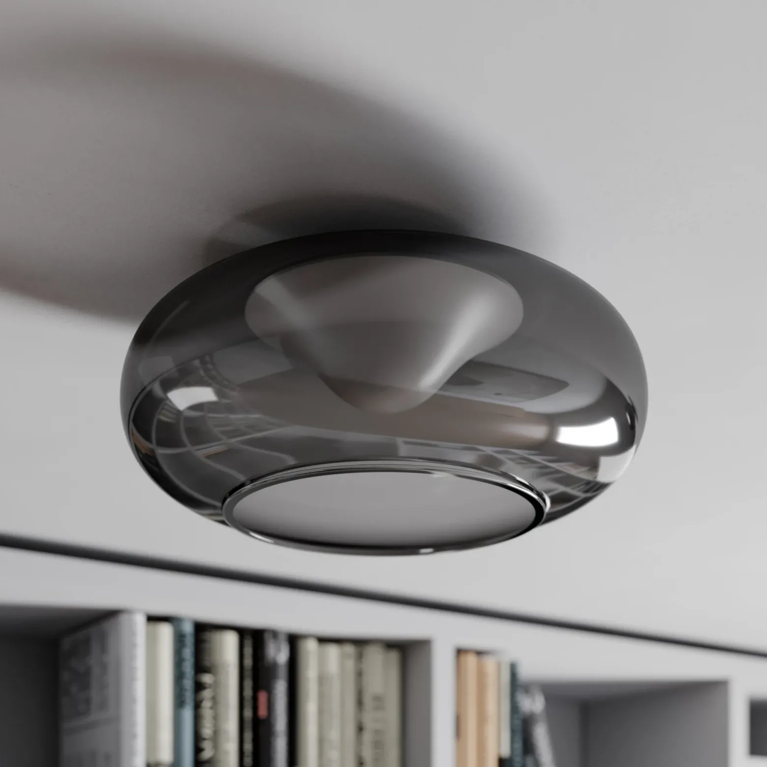 Lucande Lámpara LED de techo Mijo, Ø 43 cm, gris humo, cristal