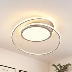 Lucande Lámpara LED de techo Noud, 65 cm, plata, metal, CCT