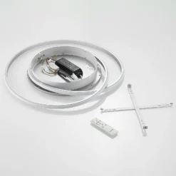 Lucande Lámpara LED de techo Noud, 65 cm, plata, metal, CCT