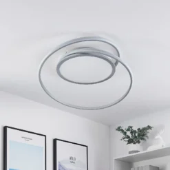 Lucande Lámpara LED de techo Noud, 65 cm, plata, metal, CCT