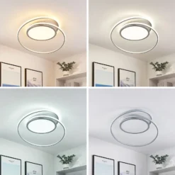 Lucande Lámpara LED de techo Noud, 65 cm, plata, metal, CCT