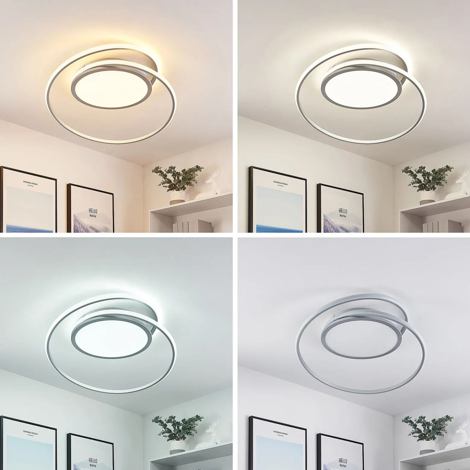 Lucande Lámpara LED de techo Noud, 65 cm, plata, metal, CCT