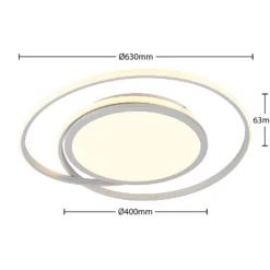 Lucande Lámpara LED de techo Noud, 65 cm, plata, metal, CCT