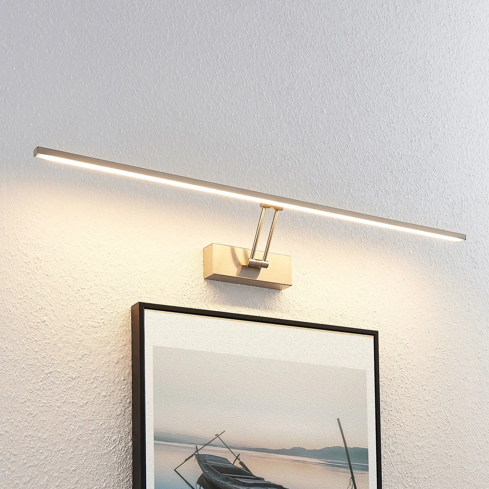 Lucande Lámpara LED para cuadros Thibaud, 84 cm, níquel, aluminio
