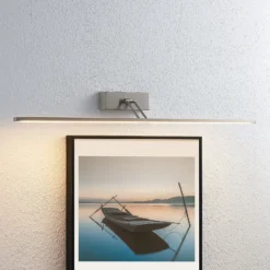 Lucande Lámpara LED para cuadros Thibaud, 84 cm, níquel, aluminio