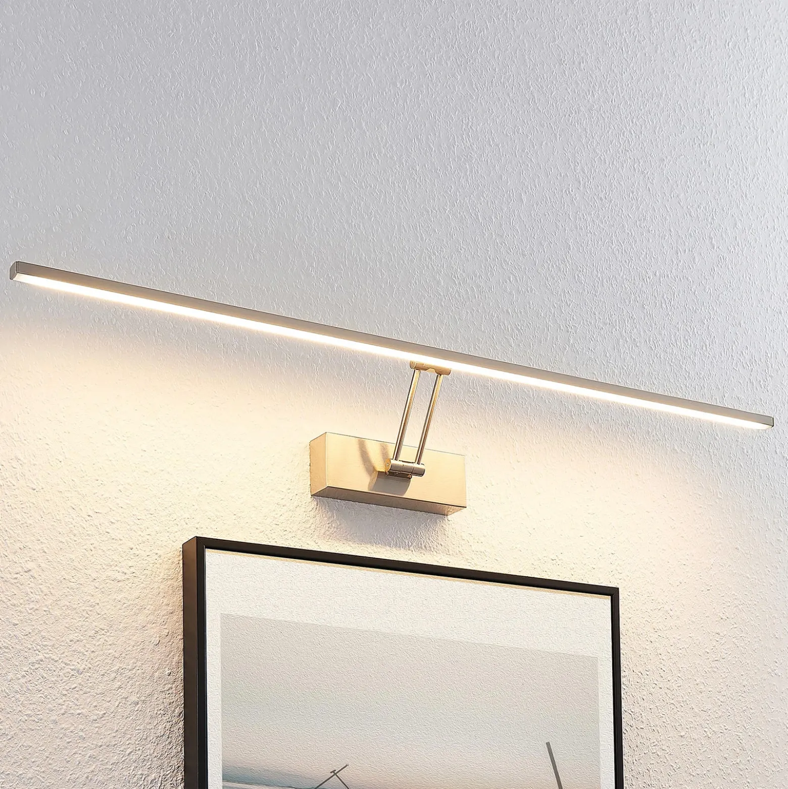 Lucande Lámpara LED para cuadros Thibaud, 84 cm, níquel, aluminio