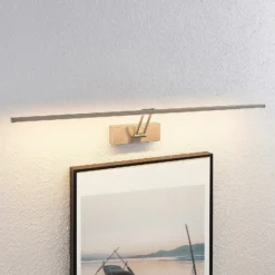 Lucande Lámpara LED para cuadros Thibaud, 84 cm, níquel, aluminio