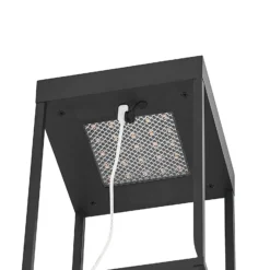 Lucande Lámpara LED solar Lynzy, 38 cm, negra, metal, IP65