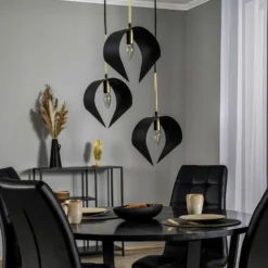 Lucande Mikolay lámpara colgante, 3 luces, negro
