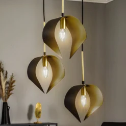 Lucande Mikolay lámpara colgante, 3 luces, negro