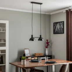 Lucande Mostrid lámpara colgante, negro, 2 luces