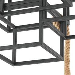 Lucande plafón Andrik, 44 cm, 3 luces, cuerda de cáñamo, metal