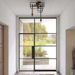 Lucande plafón Andrik, 44 cm, 3 luces, cuerda de cáñamo, metal