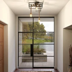 Lucande plafón Andrik, 44 cm, 3 luces, cuerda de cáñamo, metal