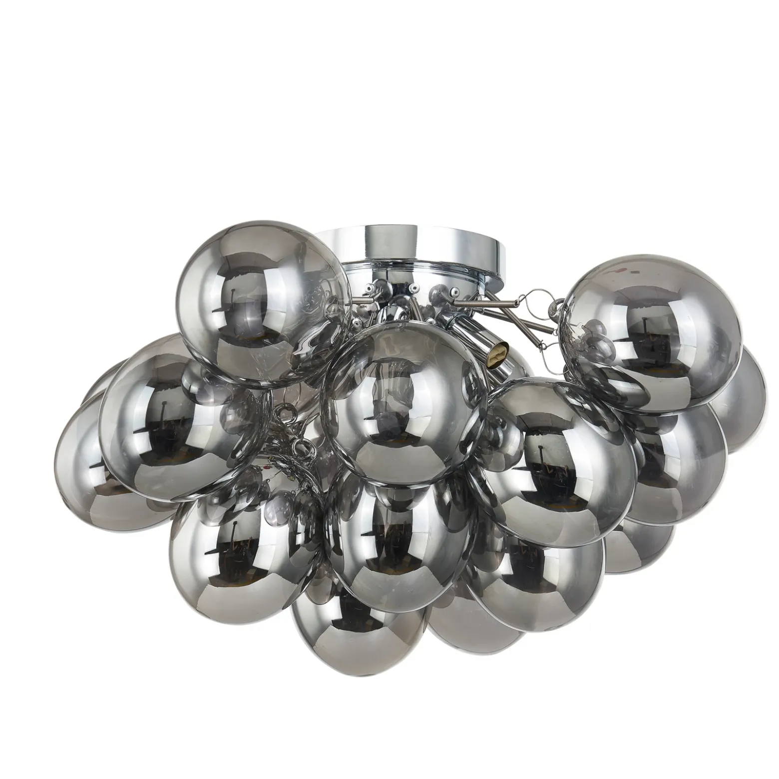 Lucande plafón Diborah, gris humo, cristal, Ø 50 cm, G9