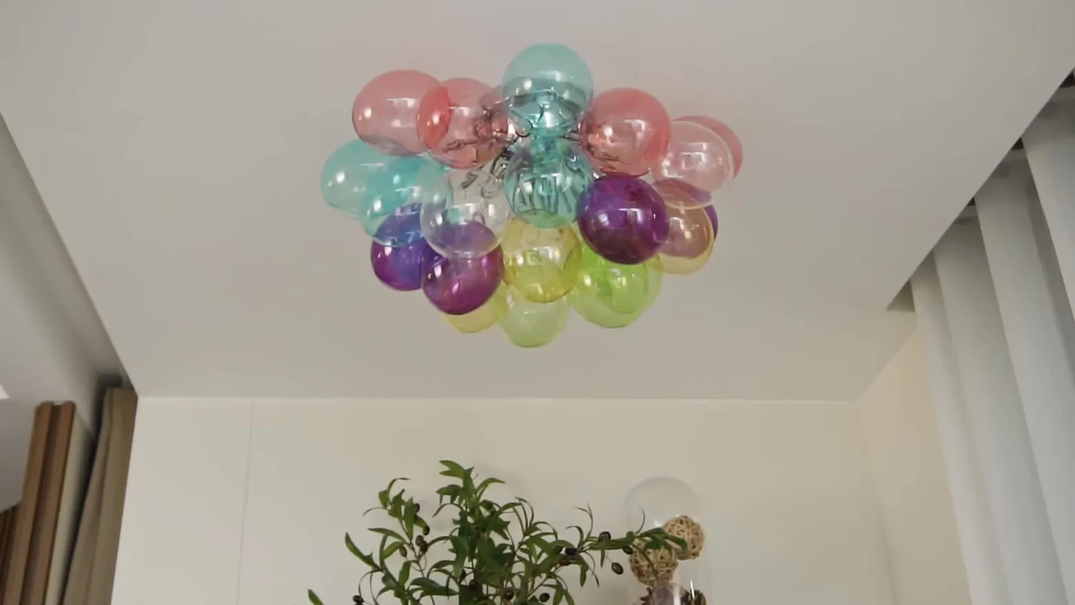 Lucande plafón Diborah, multicolor, cristal, Ø 50 cm, G9