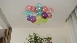 Lucande plafón Diborah, multicolor, cristal, Ø 50 cm, G9