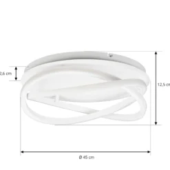 Lucande Plafón LED Aldric, blanco, aluminio, Ø 45 cm