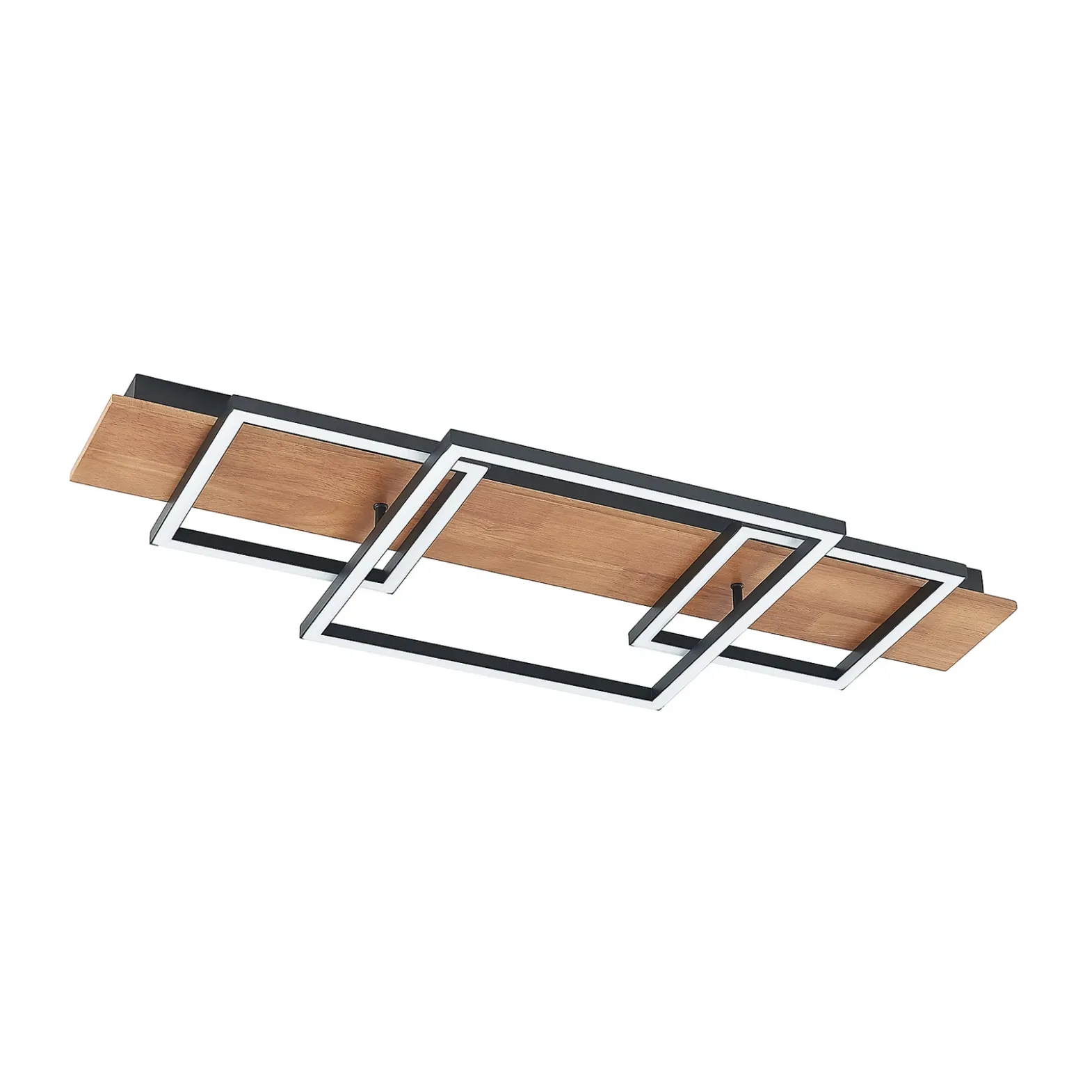 Lucande Plafón LED Chariska, 95cm, negro, madera, CCT
