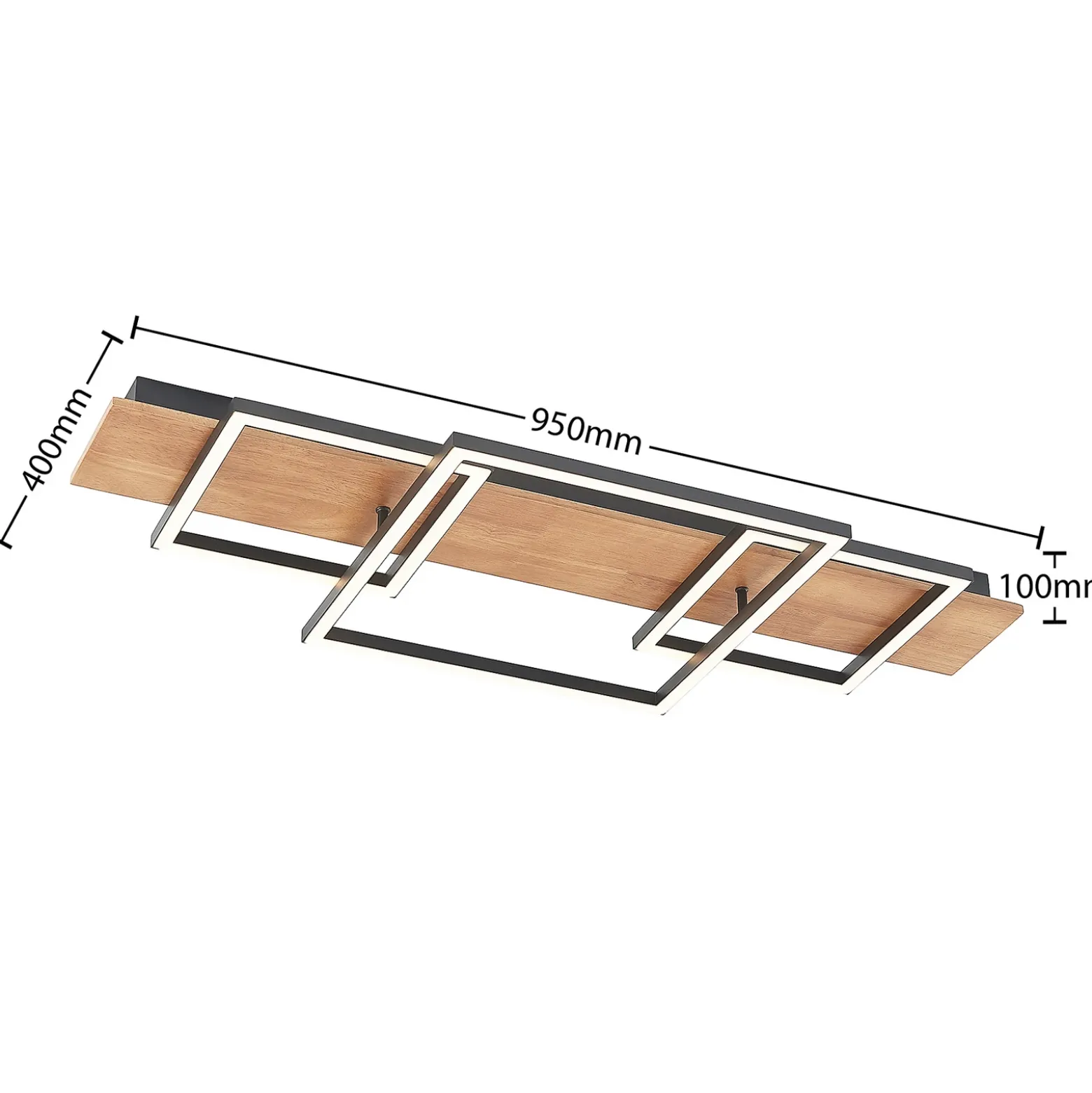 Lucande Plafón LED Chariska, 95cm, negro, madera, CCT